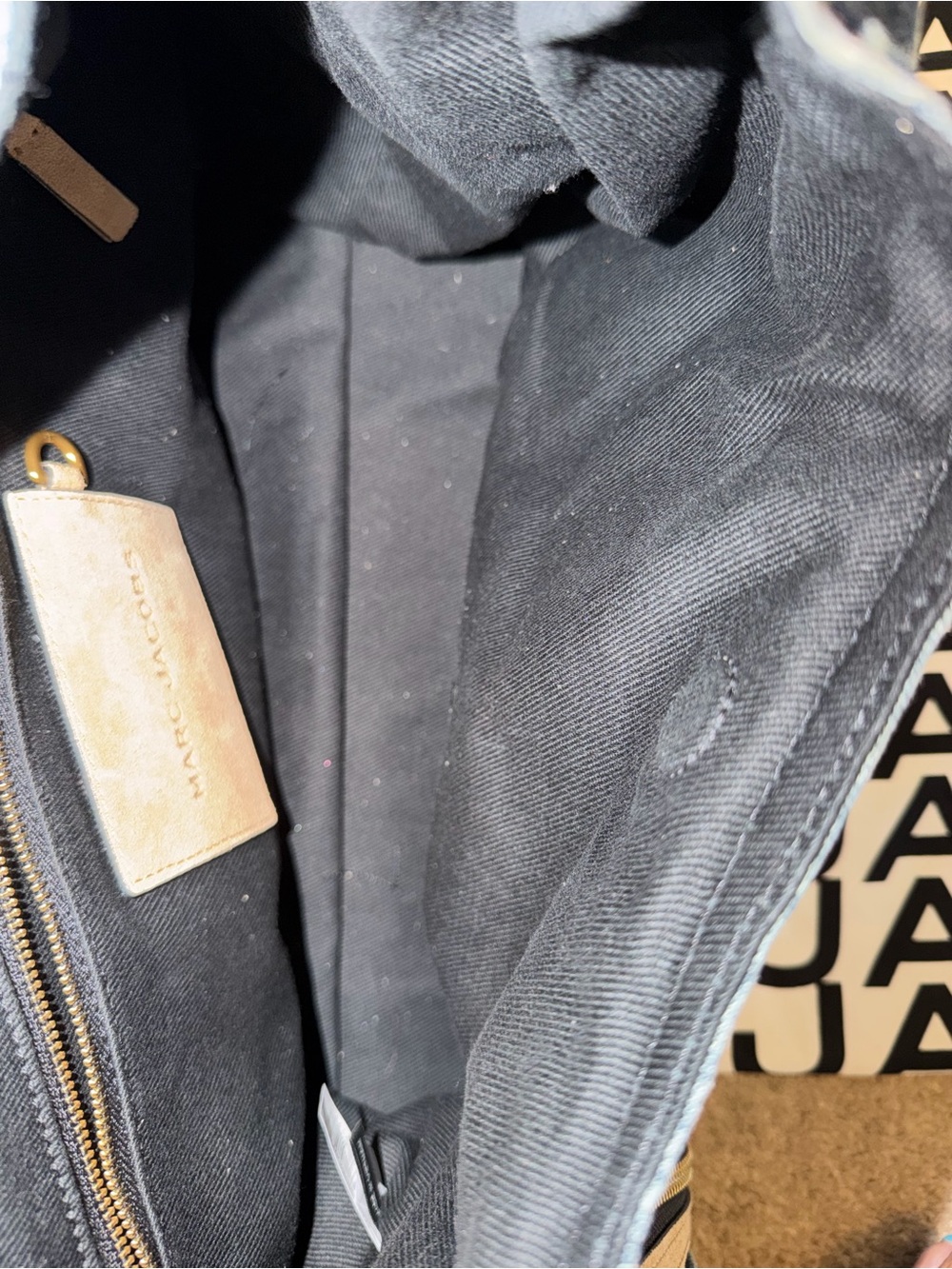 Marc Jacobs Denim Sack Bag with Tan Suede Accents - Picture 7 of 13
